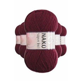 Nako 999 Süper İnci 5 Adet 100 gr Bordo El Örgü İpi