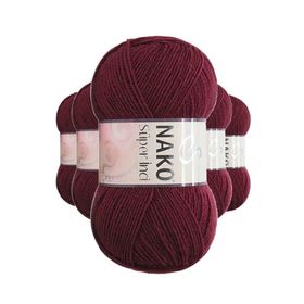 Nako 999 Süper İnci 5 Adet 100 gr Bordo El Örgü İpi