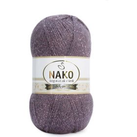 Nako Angora Lüks Simli 11598 Mürdüm El Örgü İpi