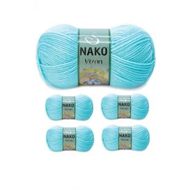 Nako No: 10535 Vizon Premium Akrilik 5 Adet Açık Turkuaz El Örgü İpi Yünü