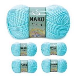 Nako No: 10535 Vizon Premium Akrilik 5 Adet Açık Turkuaz El Örgü İpi Yünü