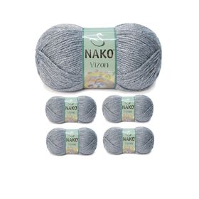 Nako No: 194 Vizon Premium Akrilik 5 Adet Sis Gri El Örgü İpi Yünü