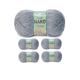 Nako No: 194 Vizon Premium Akrilik 5 Adet Sis Gri El Örgü İpi Yünü