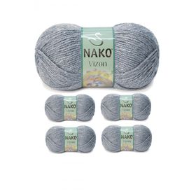 Nako No: 194 Vizon Premium Akrilik 5 Adet Sis Gri El Örgü İpi Yünü
