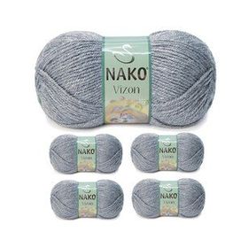 Nako No: 194 Vizon Premium Akrilik 5 Adet Sis Gri El Örgü İpi Yünü