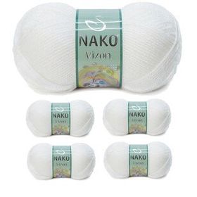 Nako No: 208 Vizon Premium Akrilik 5 Adet Beyaz El Örgü İpi Yünü
