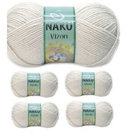 Nako No: 6383 Vizon Premium Akrilik 5 Adet Mantar Beji El Örgü İpi Yünü