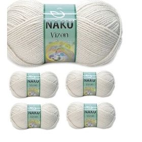 Nako No: 6383 Vizon Premium Akrilik 5 Adet Mantar Beji El Örgü İpi Yünü