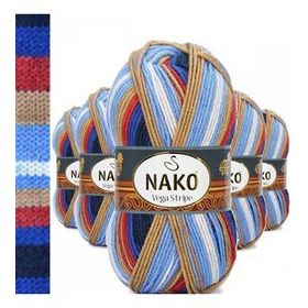 Nako No: 82411 5 Adet Vega Stripe Premium Akrilik El Örgü İpi Yünü