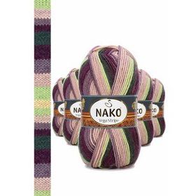 Nako No: 82414 5 Adet Vega Stripe Premium Akrilik El Örgü İpi Yünü