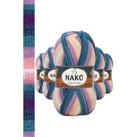 Nako No: 82416 5 Adet Vega Stripe Premium Akrilik El Örgü İpi Yünü