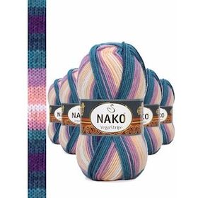 Nako No: 82416 5 Adet Vega Stripe Premium Akrilik El Örgü İpi Yünü