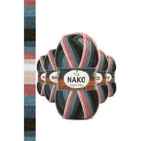 Nako No: 82418 5 Adet Vega Stripe Premium Akrilik El Örgü İpi Yünü