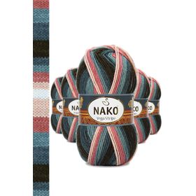 Nako No: 82418 5 Adet Vega Stripe Premium Akrilik El Örgü İpi Yünü