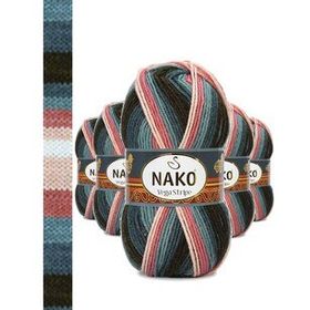 Nako No: 82418 5 Adet Vega Stripe Premium Akrilik El Örgü İpi Yünü