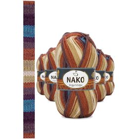 Nako No: 82420 Vega Stripe Premium Akrilik 5 Adet El Örgü İpi Yünü