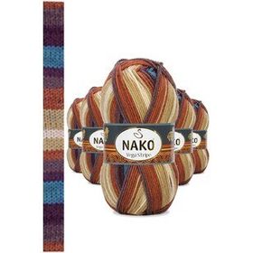 Nako No: 82420 Vega Stripe Premium Akrilik 5 Adet El Örgü İpi Yünü