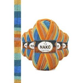 Nako No: 82421 5 Adet Vega Stripe Premium Akrilik El Örgü İpi Yünü