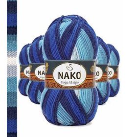 Nako No: 82423 Vega Stripe Premium Akrilik 5 Adet El Örgü İpi Yünü