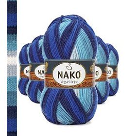 Nako No: 82423 Vega Stripe Premium Akrilik 5 Adet El Örgü İpi Yünü