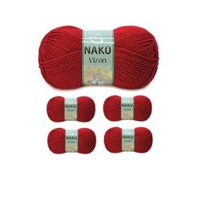 Nako Renk No:1175 Koyu Kırmızı 5 Adet Vizon Premium Akrilik El Örgü İpi Yünü