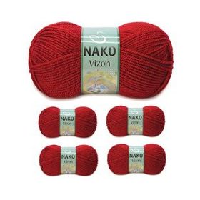 Nako Renk No:1175 Koyu Kırmızı 5 Adet Vizon Premium Akrilik El Örgü İpi Yünü