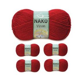 Nako Renk No:1175 Koyu Kırmızı 5 Adet Vizon Premium Akrilik El Örgü İpi Yünü