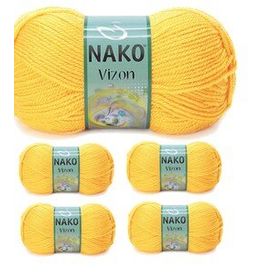Nako Renk No:184 Sarı 5 Adet Vizon Premium Akrilik El Örgü İpi Yünü