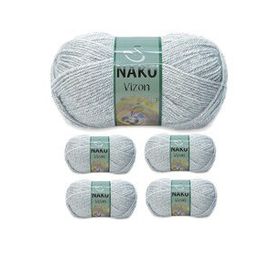 Nako Renk No:195 Açık Gri Melanj 5 Adet Vizon Premium Akrilik El Örgü İpi Yünü