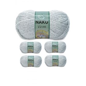 Nako Renk No:195 Açık Gri Melanj 5 Adet Vizon Premium Akrilik El Örgü İpi Yünü