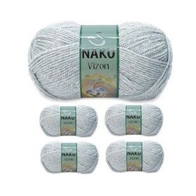 Nako Renk No:195 Açık Gri Melanj 5 Adet Vizon Premium Akrilik El Örgü İpi Yünü