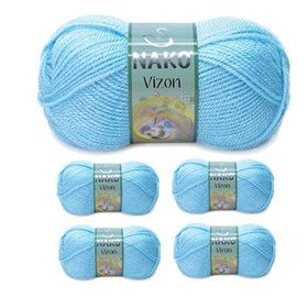 Nako Renk No:214 Ufuk Mavisi 5 Adet Vizon Premium Akrilik El Örgü İpi Yünü
