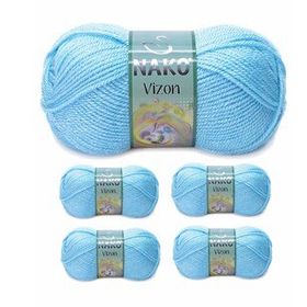 Nako Renk No:214 Ufuk Mavisi 5 Adet Vizon Premium Akrilik El Örgü İpi Yünü
