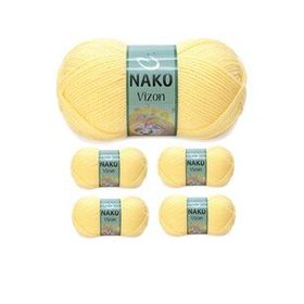 Nako Renk No:215 Saman Sarı 5 Adet Vizon Premium Akrilik El Örgü İpi Yünü