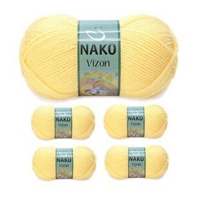 Nako Renk No:215 Saman Sarı 5 Adet Vizon Premium Akrilik El Örgü İpi Yünü
