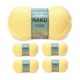 Nako Renk No:215 Saman Sarı 5 Adet Vizon Premium Akrilik El Örgü İpi Yünü
