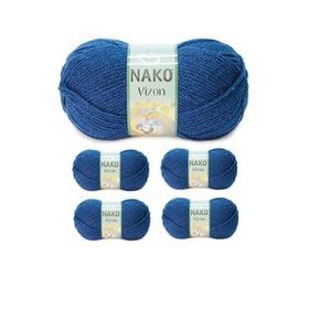 Nako Renk No:517 Orta Mavi 5 Adet Vizon Premium Akrilik El Örgü İpi Yünü
