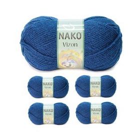 Nako Renk No:517 Orta Mavi 5 Adet Vizon Premium Akrilik El Örgü İpi Yünü
