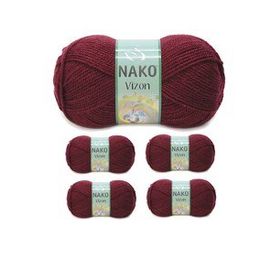 Nako Renk No:999 Bordo 5 Adet Vizon Premium Akrilik El Örgü İpi Yünü