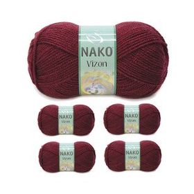 Nako Renk No:999 Bordo 5 Adet Vizon Premium Akrilik El Örgü İpi Yünü