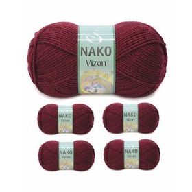 Nako Renk No:999 Bordo 5 Adet Vizon Premium Akrilik El Örgü İpi Yünü