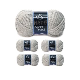 Nako Sport Wool 195 Açık Gri Melanj 5 Adet El Örgü İpi