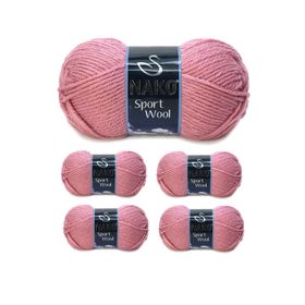 Nako Sport Wool 2276 Gül 5 Adet El Örgü İpi