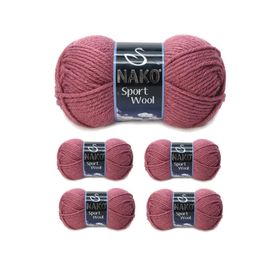 Nako Sport Wool 327 Gül Kurusu 5 Adet El Örgü İpi