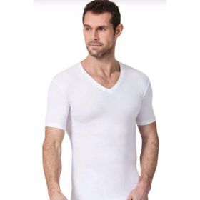 Namaldi 182 Likralı V Yaka Yarım Kollu 3'lü Beyaz Erkek Atlet