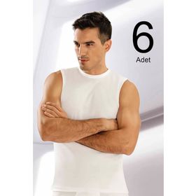 Namaldi ELF568N119CCM6 Beyaz 6'lı Paket Ribana Spor Erkek Fanila