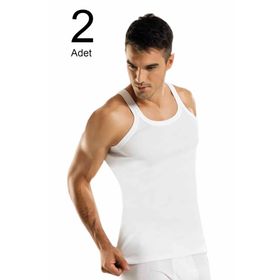 Namaldi ELF568N122CCM2 Beyaz 2'li Paket Ribana İnce Askılı Erkek Atlet