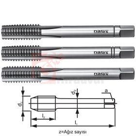 Narex DIN 352 HSS 3 Parça UNC 3/4 inç El Takım Kılavuzu