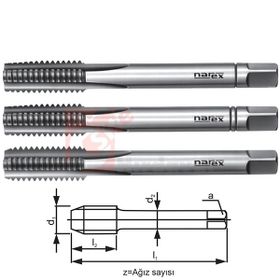 Narex W 9/16 inç DIN 351 HSS 3 Parça El Takım Kılavuzu