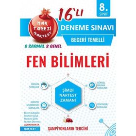 Nartest Yayınevi 8. Sınıf Nar Tanesi Fen Bilimleri 16 Deneme